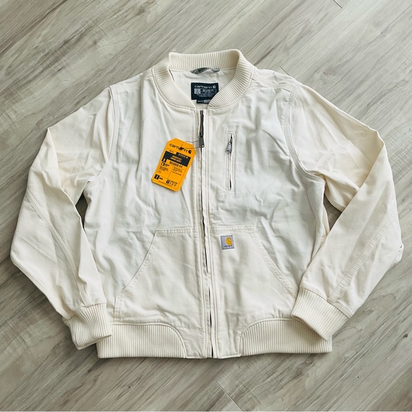 Carhartt Jackets & Blazers - Carhartt Women's Cream Zip-Front Bomber Jacket